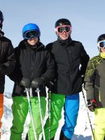 Family wearing the Arctica full side zip ski pants