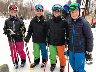 A couple of U12's in their Arctica ski racing apparel at the OMARA Race demo at Okemo Resort.